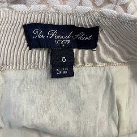 J. Crew Factory Cream Beige The Pencil Skirt Size 6 Cotton Blend Straight Womens - Picture 6 of 8